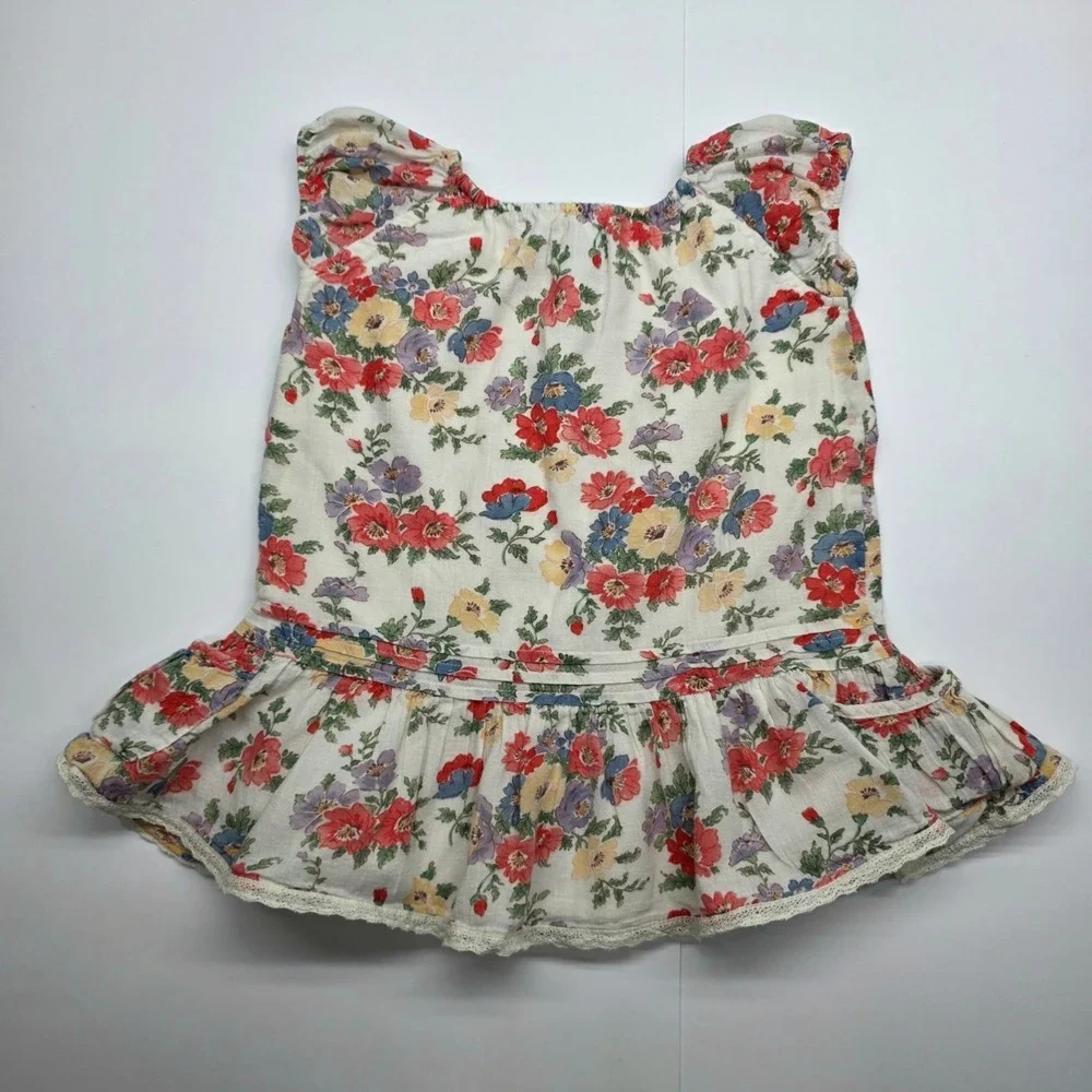 Ralph Lauren Baby Girls Dress 12M Vintage‎ Floral Ruffle Spring Cottagecore